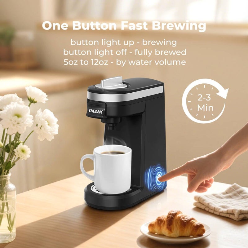 CHULUX Single Serve Coffee Maker for K Capsule, Mini Single One Cup Coffee Machine, Perfect for Small Space, Black - Image 4